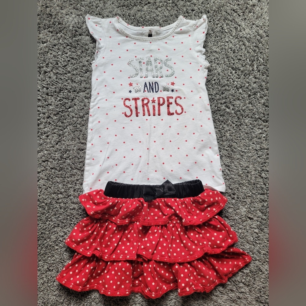 GAP Toddler Red, Black & White Skirt Stars & Stripes Top Size 5 Festive